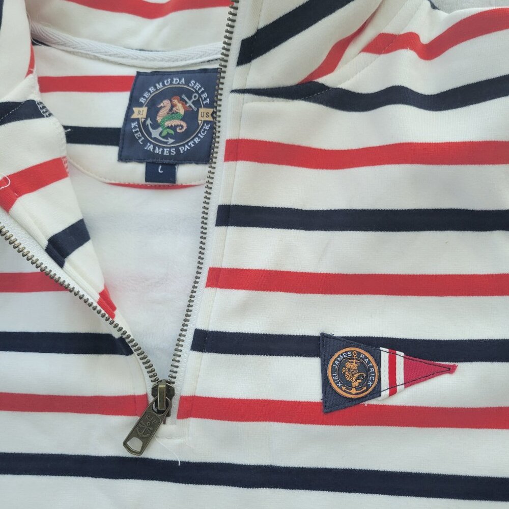 Kiel James Patrick striped Bermuda quarter-zip pullover sweatshirt - Picture 4 of 4